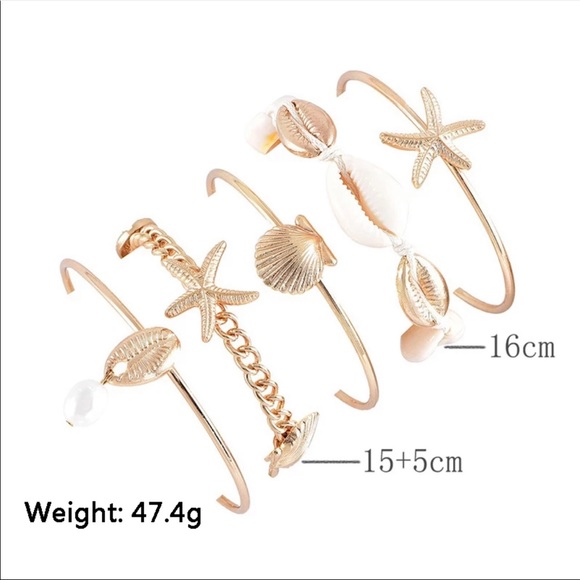 5pcs/Set OCEAN STYLE GOLD CHAIN BRACELETS - Picture 2 of 7